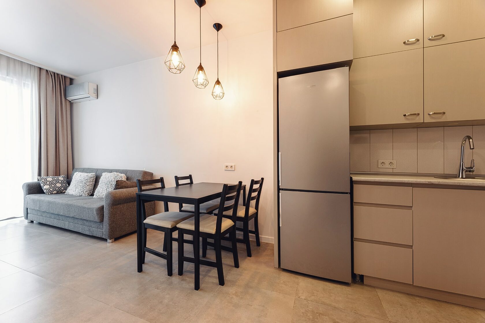Open-plan living, dining and kitchen area